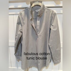 J. Crew Black & White Striped Cotton Tunic